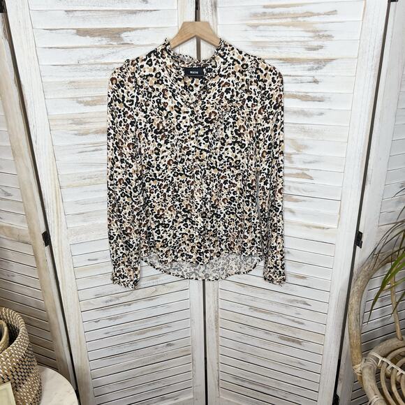MAEVE | ANTHROPOLOGIE 4 Katia Ruffled Button Front Animal Print Top Brown Black - Picture 16 of 16